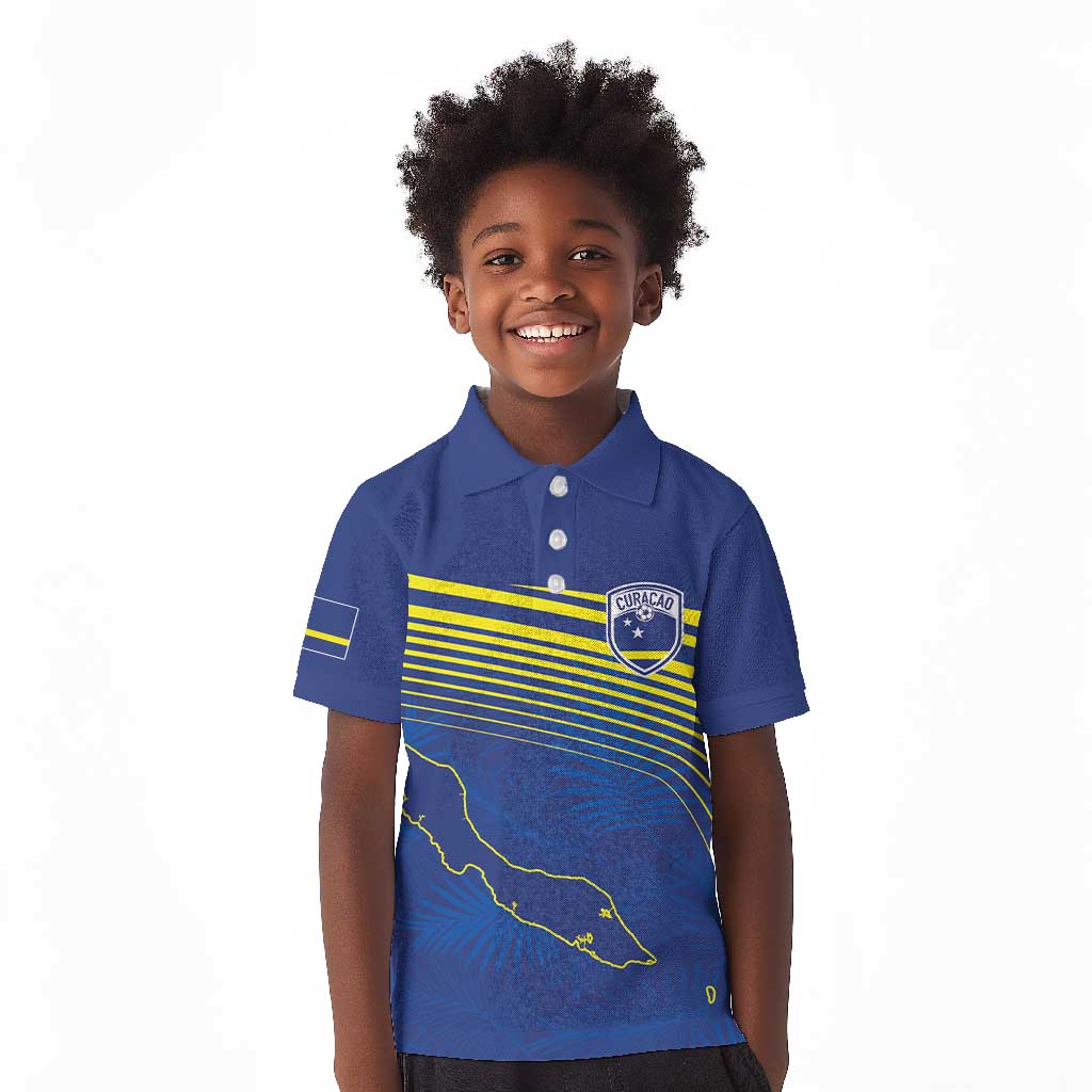 Afro-Curacao Football Custom Kid Polo Shirt Korsou Blue Wave - Making History - African Pride