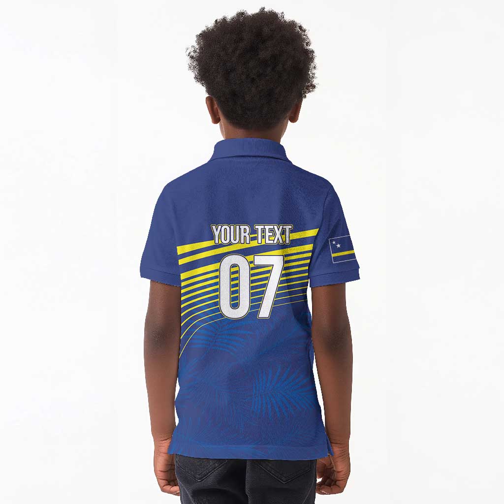 Afro-Curacao Football Custom Kid Polo Shirt Korsou Blue Wave - Making History - African Pride