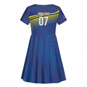 Afro-Curacao Football Custom Kid Short Sleeve Dress Korsou Blue Wave - Making History - African Pride