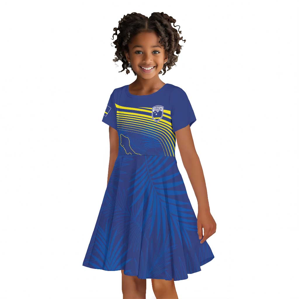Afro-Curacao Football Custom Kid Short Sleeve Dress Korsou Blue Wave - Making History - African Pride