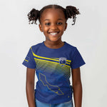Afro-Curacao Football Custom Kid T shirt Korsou Blue Wave - Making History - African Pride