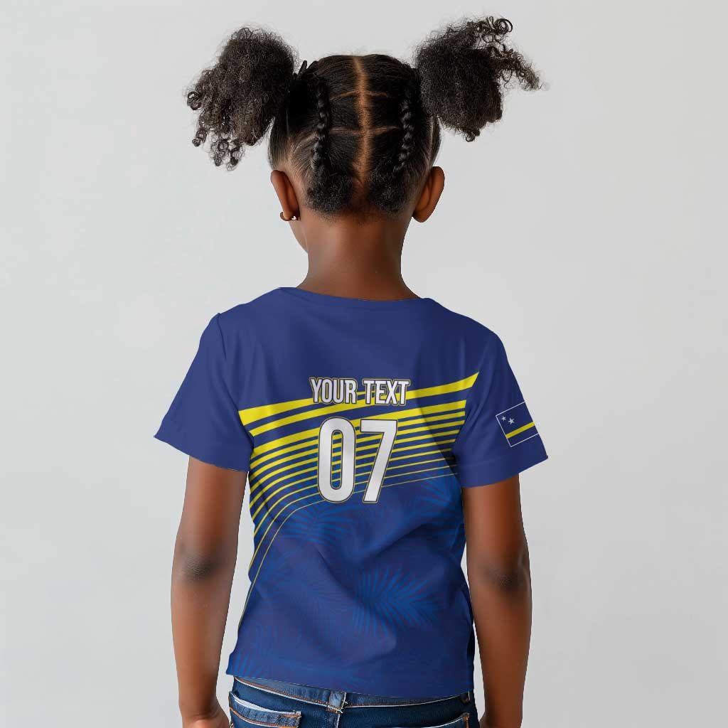 Afro-Curacao Football Custom Kid T shirt Korsou Blue Wave - Making History - African Pride