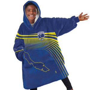 Afro-Curacao Football Custom Kid Wearable Blanket Hoodie Korsou Blue Wave - Making History - African Pride