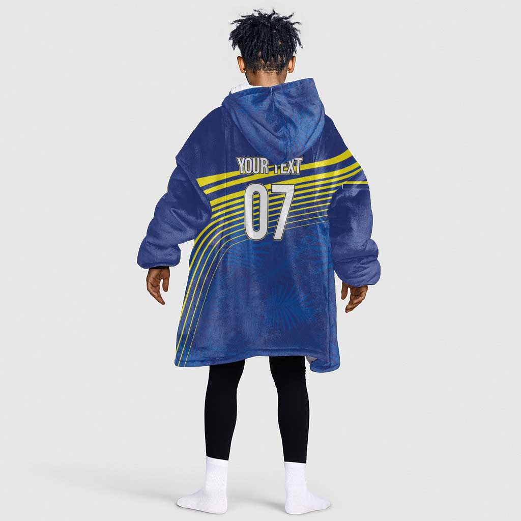 Afro-Curacao Football Custom Kid Wearable Blanket Hoodie Korsou Blue Wave - Making History - African Pride