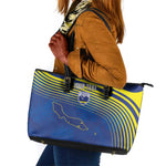 Afro-Curacao Football Custom Leather Tote Bag Korsou Blue Wave - Making History - African Pride