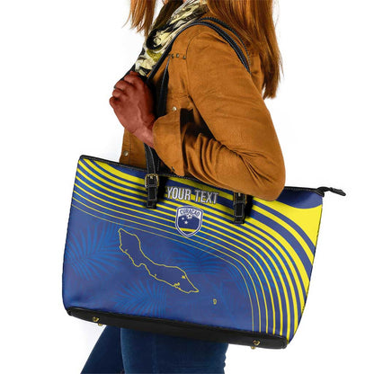 Afro-Curacao Football Custom Leather Tote Bag Korsou Blue Wave - Making History - African Pride