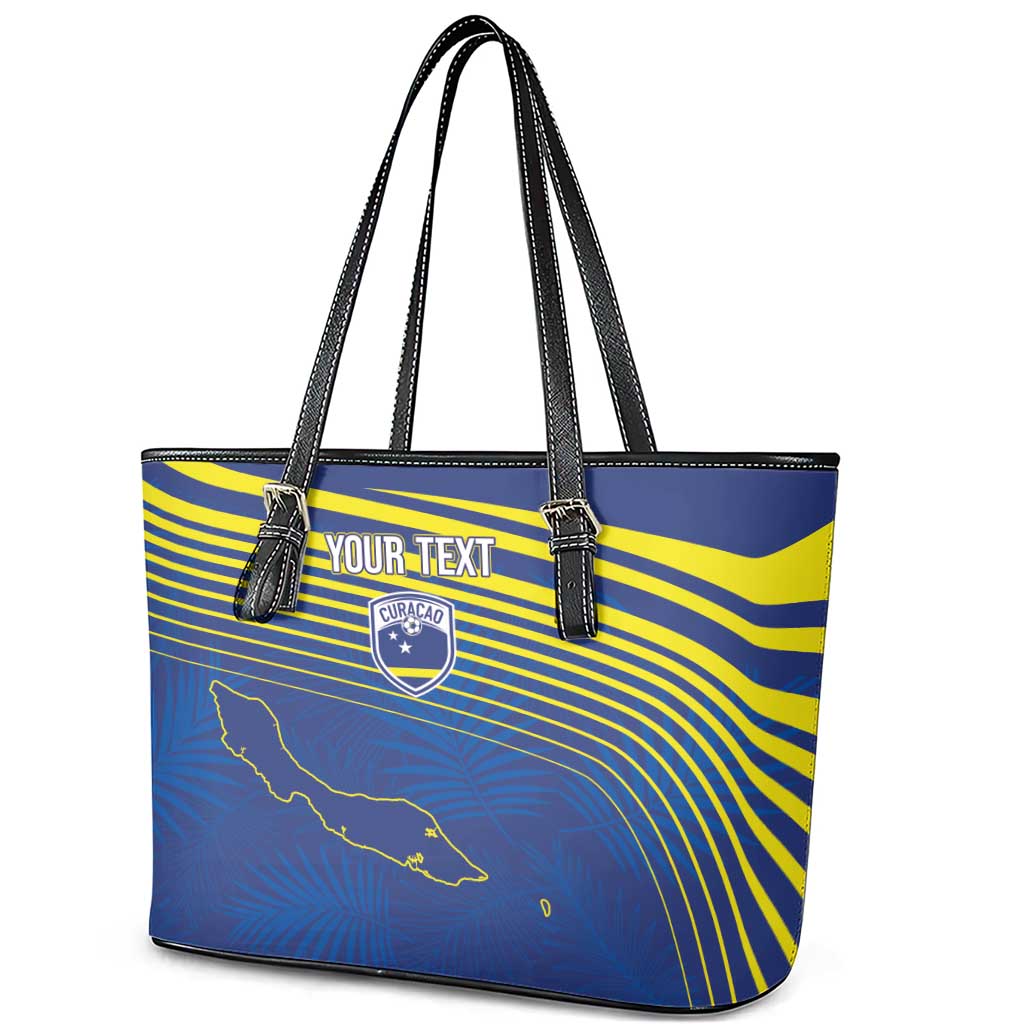 Afro-Curacao Football Custom Leather Tote Bag Korsou Blue Wave - Making History - African Pride