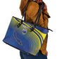 Afro-Curacao Football Custom Leather Tote Bag Korsou Blue Wave - Making History - African Pride