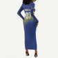 Afro-Curacao Football Custom Long Sleeve Bodycon Dress Korsou Blue Wave - Making History - African Pride