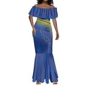 Afro-Curacao Football Custom Mermaid Dress Korsou Blue Wave - Making History - African Pride