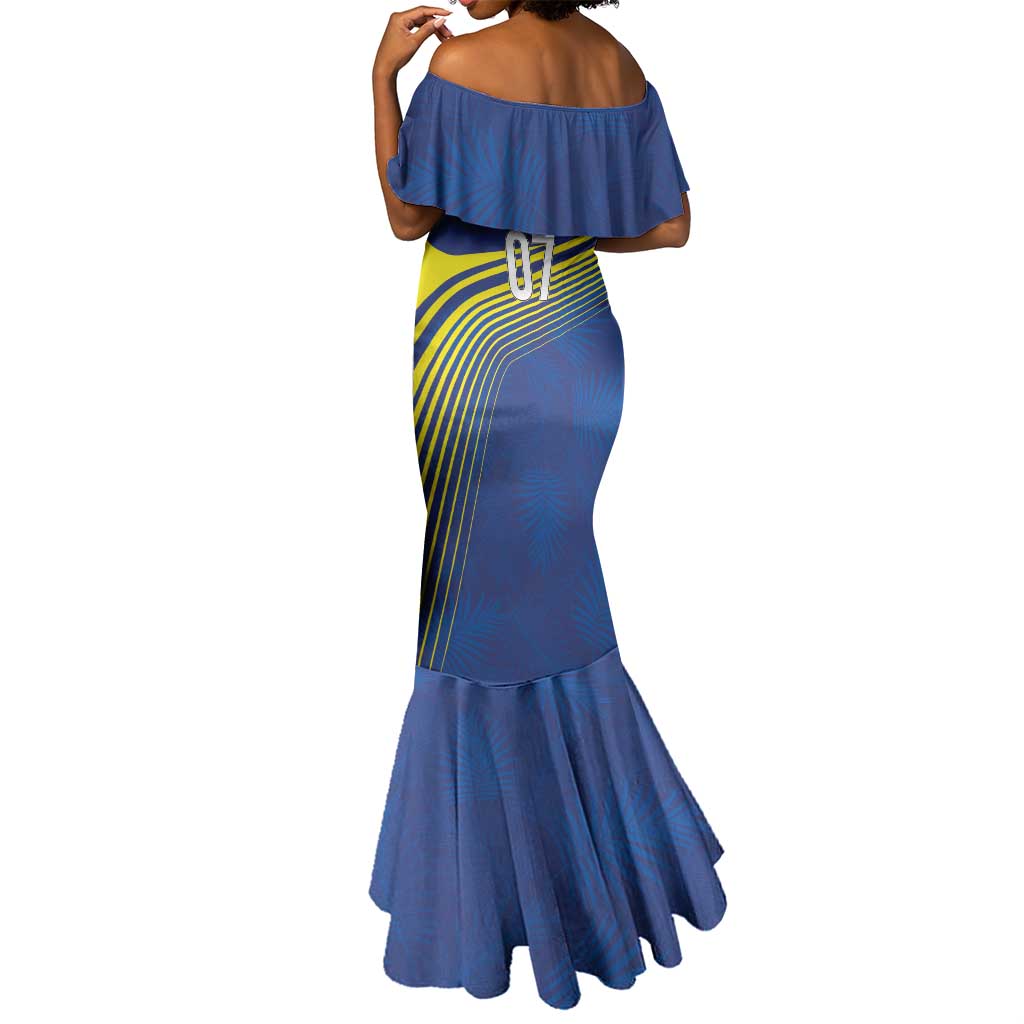 Afro-Curacao Football Custom Mermaid Dress Korsou Blue Wave - Making History - African Pride