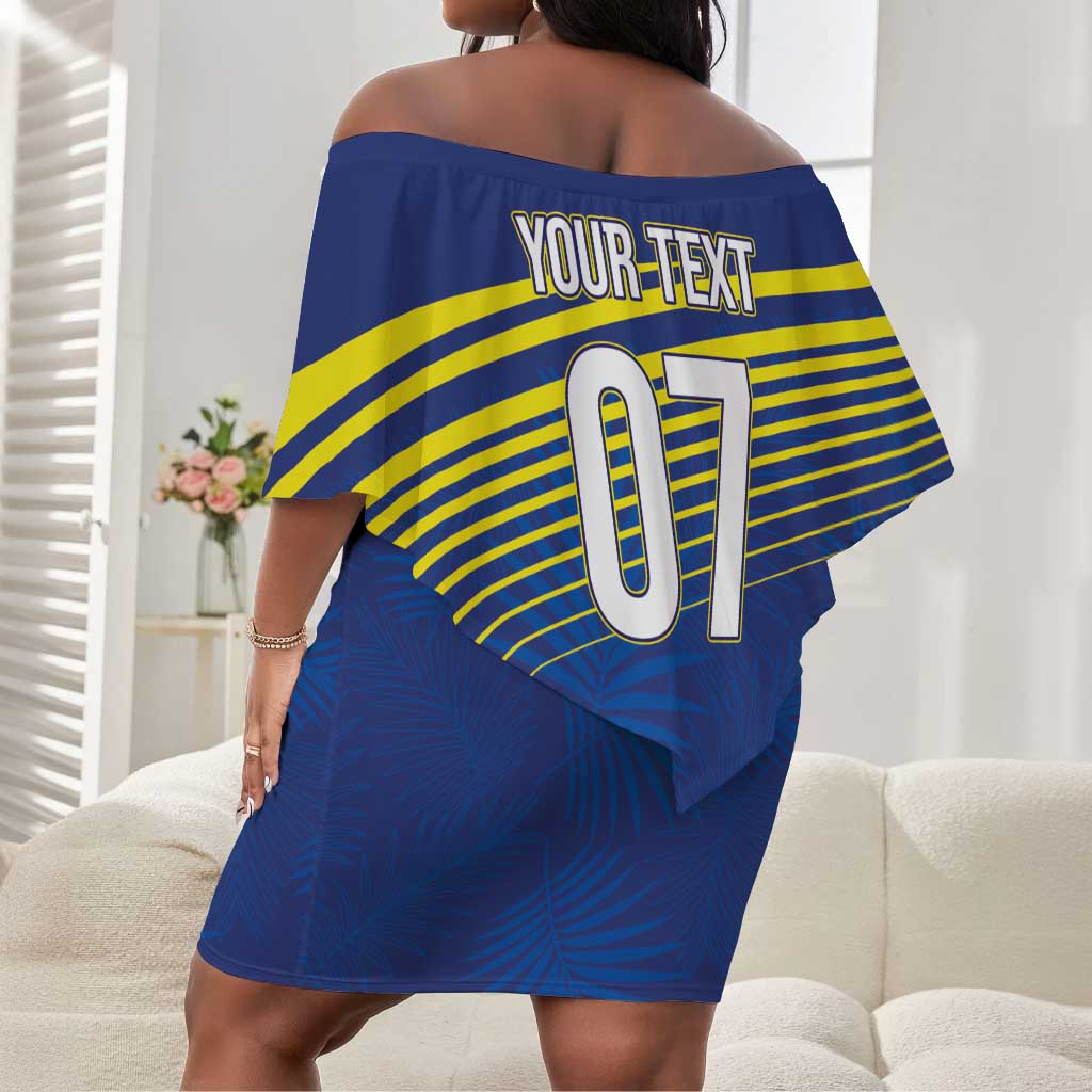 Afro-Curacao Football Custom Off Shoulder Short Dress Korsou Blue Wave - Making History - African Pride