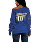 Afro-Curacao Football Custom Off Shoulder Sweater Korsou Blue Wave - Making History - African Pride