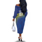 Afro-Curacao Football Custom Off The Shoulder Long Sleeve Dress Korsou Blue Wave - Making History - African Pride