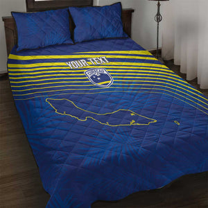 Afro-Curacao Football Custom Quilt Bed Set Korsou Blue Wave - Making History - African Pride