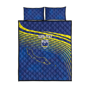 Afro-Curacao Football Custom Quilt Bed Set Korsou Blue Wave - Making History - African Pride