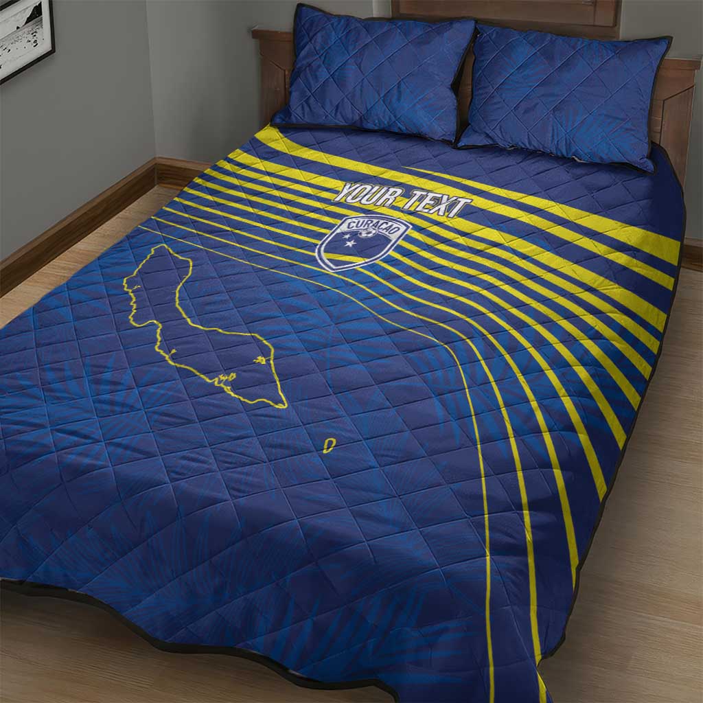 Afro-Curacao Football Custom Quilt Bed Set Korsou Blue Wave - Making History - African Pride