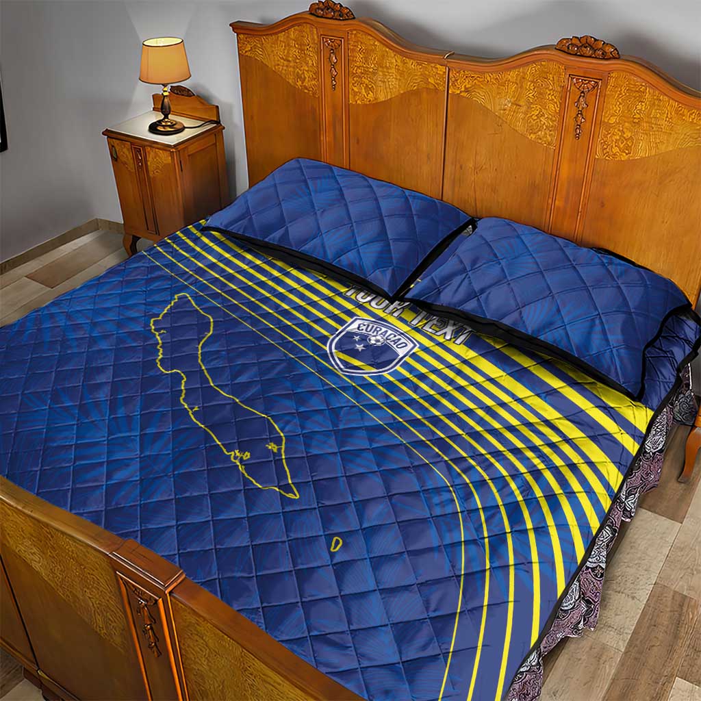Afro-Curacao Football Custom Quilt Bed Set Korsou Blue Wave - Making History - African Pride