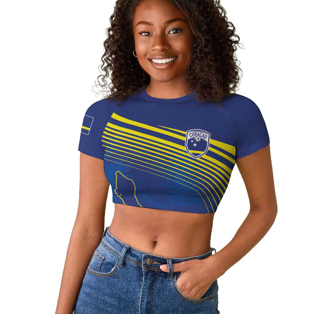 Afro-Curacao Football Custom Raglan Cropped T shirt Korsou Blue Wave - Making History - African Pride