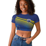 Afro-Curacao Football Custom Raglan Cropped T shirt Korsou Blue Wave - Making History - African Pride