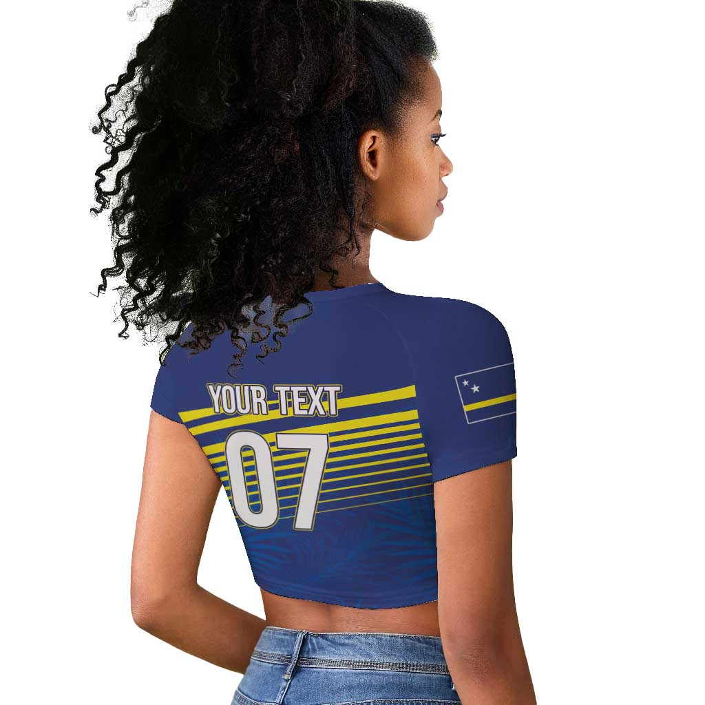 Afro-Curacao Football Custom Raglan Cropped T shirt Korsou Blue Wave - Making History - African Pride