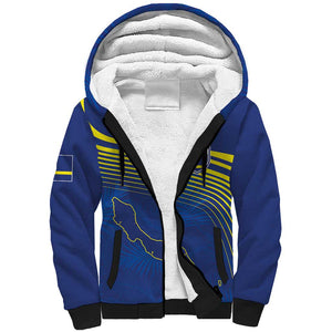 Afro-Curacao Football Custom Sherpa Hoodie Korsou Blue Wave - Making History - African Pride