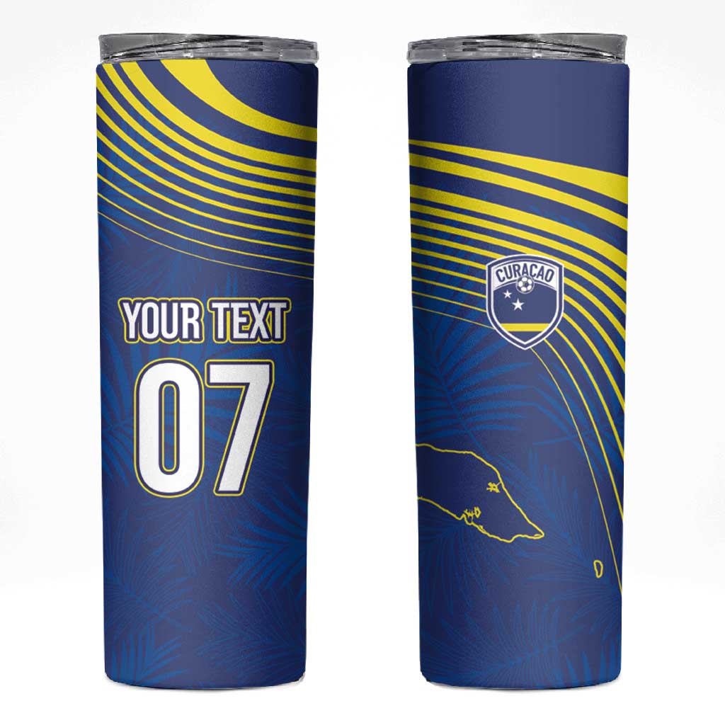 Afro-Curacao Football Custom Skinny Tumbler Korsou Blue Wave - Making History - African Pride