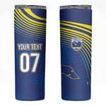 Afro-Curacao Football Custom Skinny Tumbler Korsou Blue Wave - Making History - African Pride