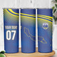 Afro-Curacao Football Custom Skinny Tumbler Korsou Blue Wave - Making History - African Pride