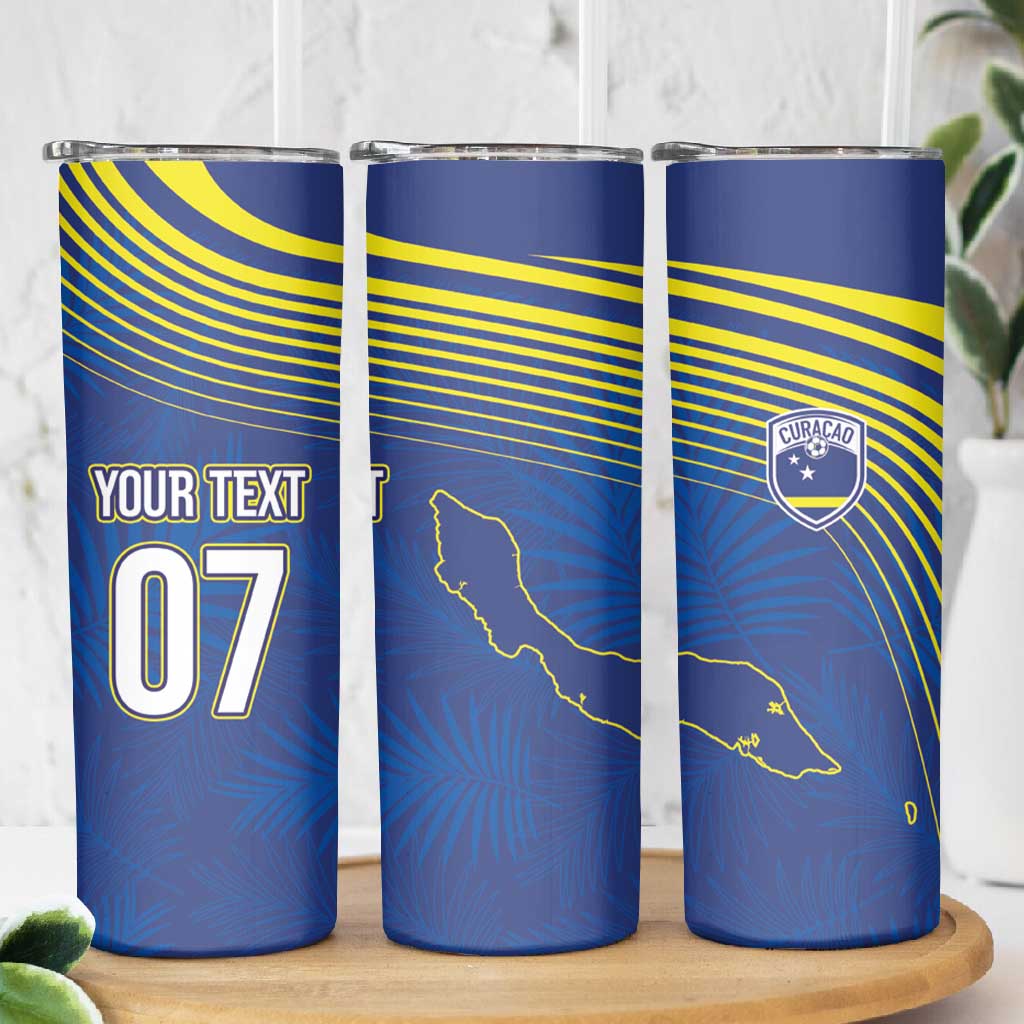 Afro-Curacao Football Custom Skinny Tumbler Korsou Blue Wave - Making History - African Pride