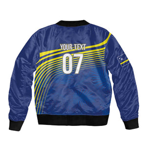Afro-Curacao Football Custom Sleeve Zip Bomber Jacket Korsou Blue Wave - Making History - African Pride