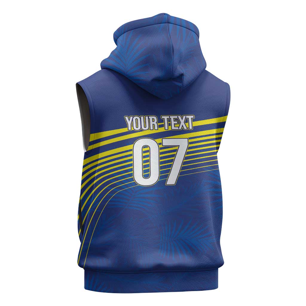 Afro-Curacao Football Custom Sleeveless Hoodie Korsou Blue Wave - Making History - African Pride