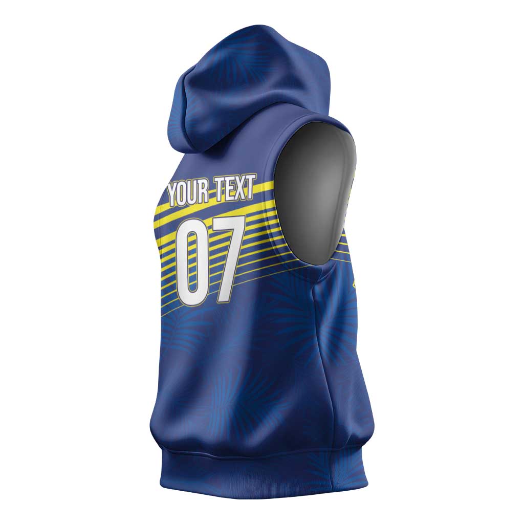 Afro-Curacao Football Custom Sleeveless Hoodie Korsou Blue Wave - Making History - African Pride