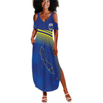 Afro-Curacao Football Custom Summer Maxi Dress Korsou Blue Wave - Making History - African Pride