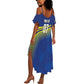 Afro-Curacao Football Custom Summer Maxi Dress Korsou Blue Wave - Making History - African Pride