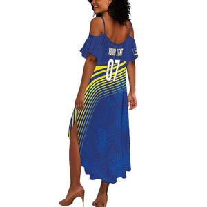 Afro-Curacao Football Custom Summer Maxi Dress Korsou Blue Wave - Making History - African Pride