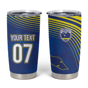 Afro-Curacao Football Custom Tumbler Cup Korsou Blue Wave - Making History - African Pride