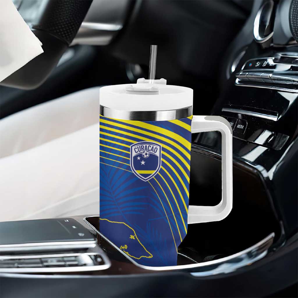 Afro-Curacao Football Custom Tumbler With Handle Korsou Blue Wave - Making History - African Pride