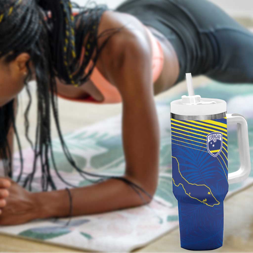 Afro-Curacao Football Custom Tumbler With Handle Korsou Blue Wave - Making History - African Pride