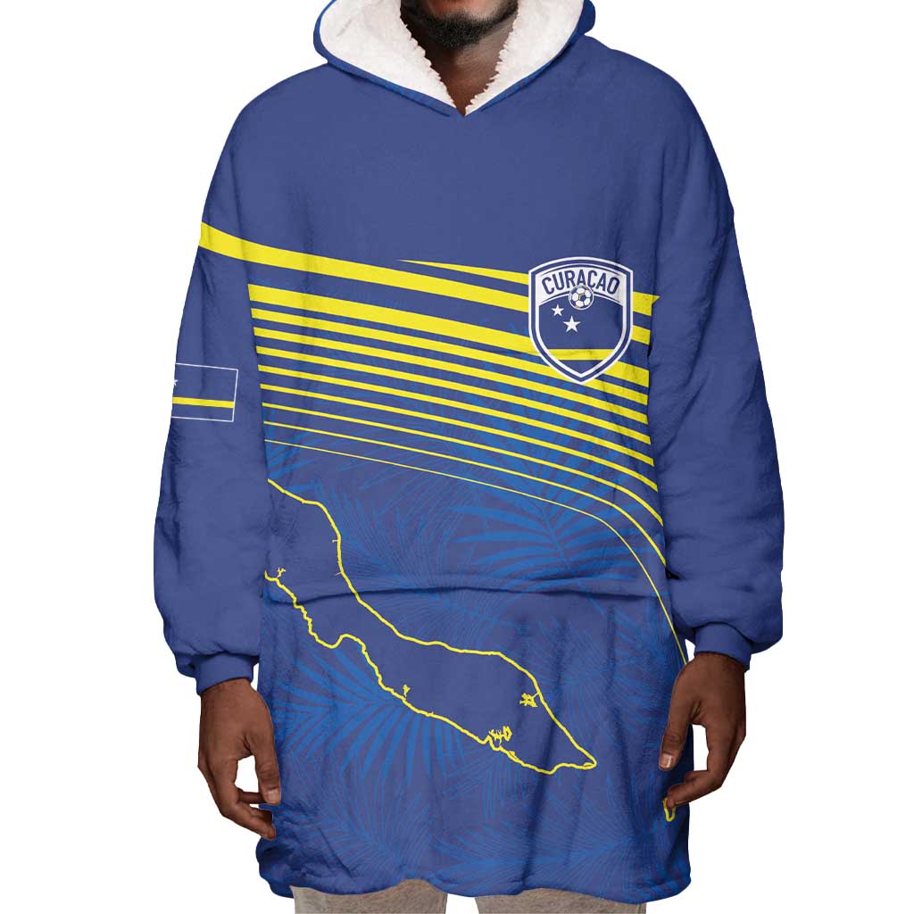 Afro-Curacao Football Custom Wearable Blanket Hoodie Korsou Blue Wave - Making History - African Pride