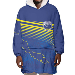 Afro-Curacao Football Custom Wearable Blanket Hoodie Korsou Blue Wave - Making History - African Pride