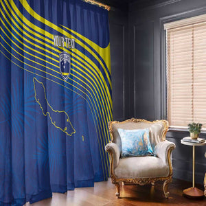 Afro-Curacao Football Custom Window Curtain Korsou Blue Wave - Making History - African Pride