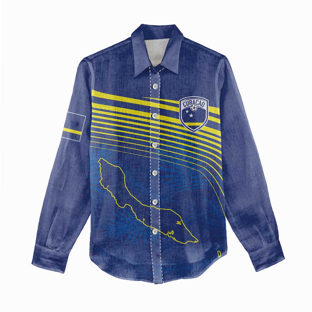 Afro-Curacao Football Custom Women Casual Shirt Korsou Blue Wave - Making History - African Pride