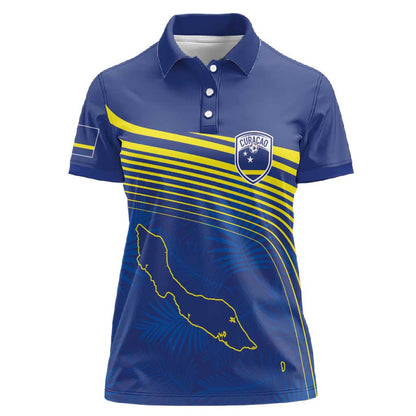 Afro-Curacao Football Custom Women Polo Shirt Korsou Blue Wave - Making History - African Pride