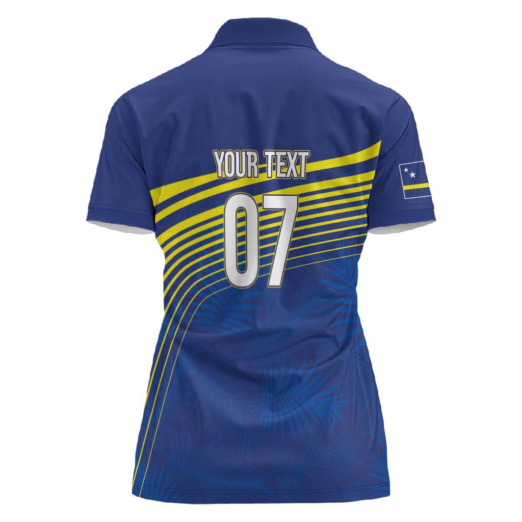 Afro-Curacao Football Custom Women Polo Shirt Korsou Blue Wave - Making History - African Pride