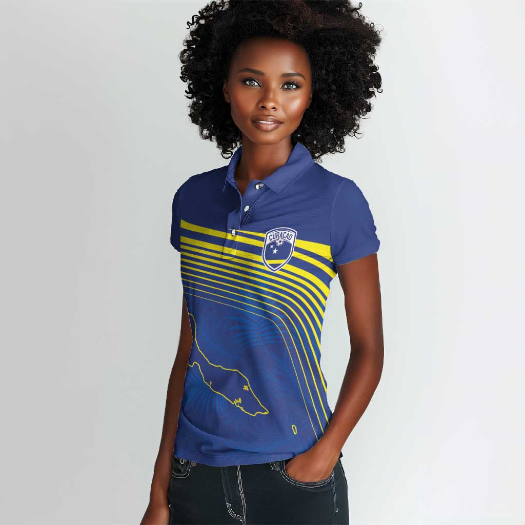 Afro-Curacao Football Custom Women Polo Shirt Korsou Blue Wave - Making History - African Pride