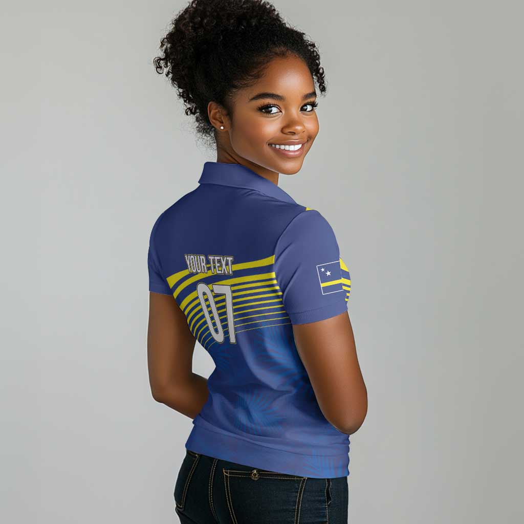 Afro-Curacao Football Custom Women Polo Shirt Korsou Blue Wave - Making History - African Pride