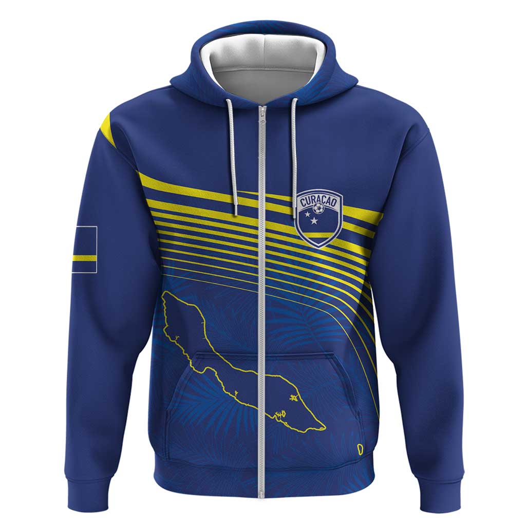Afro-Curacao Football Custom Zip Hoodie Korsou Blue Wave - Making History - African Pride