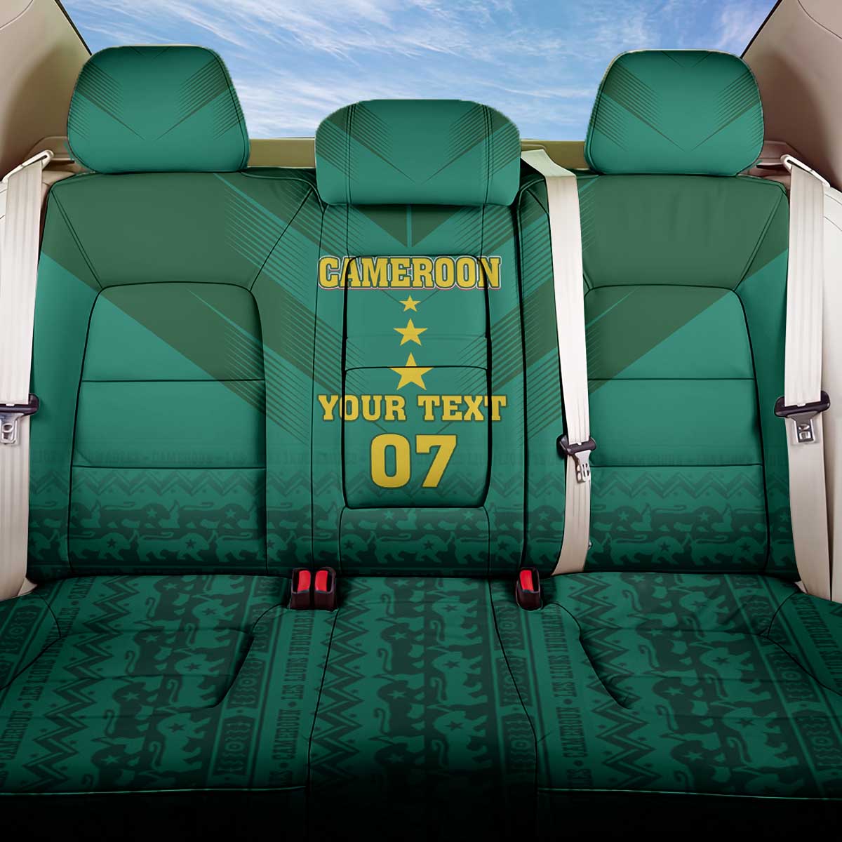 Custom Cameroon Football Back Car Seat Cover Nations Cup 2024 Les Lions Indomptables