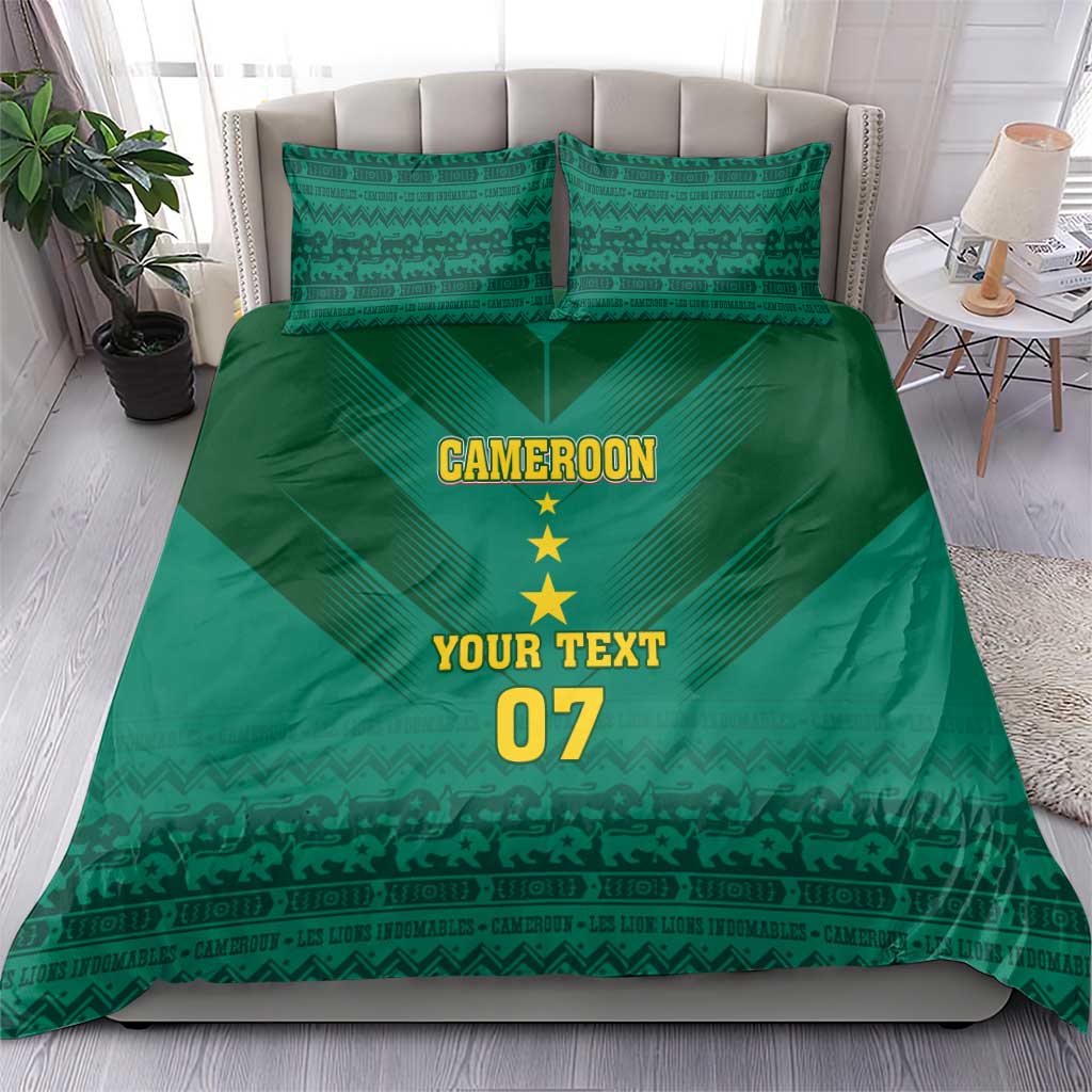 Custom Cameroon Football Bedding Set Nations Cup 2024 Les Lions Indomptables